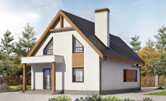 120-005-П Проект двухэтажного дома мансардой и гаражом, бюджетный домик из теплоблока Сочи | Проекты домов от House Expert