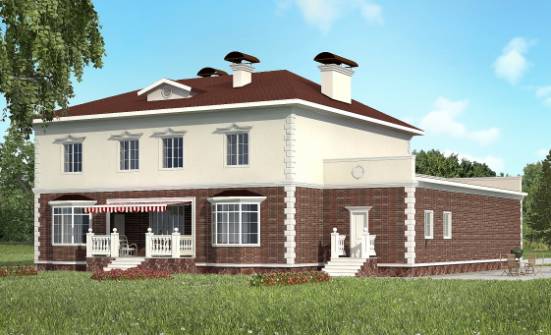 380-001-Л Проект двухэтажного дома, гараж, классический коттедж из кирпича Сочи | Проекты домов от House Expert