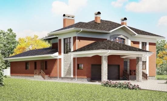 400-002-Л Проект двухэтажного дома и гаражом, уютный загородный дом из кирпича Сочи | Проекты домов от House Expert