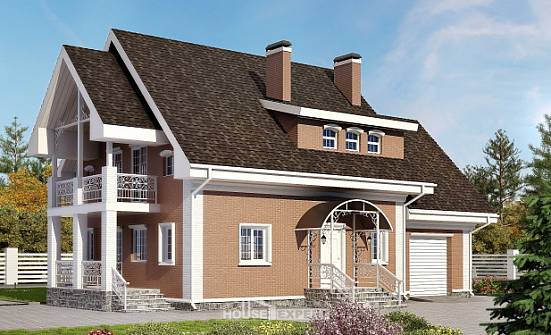 185-003-П Проект двухэтажного дома мансардой и гаражом, средний домик из газобетона Сочи | Проекты домов от House Expert