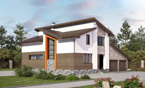 240-004-П Проект двухэтажного дома с мансардным этажом, гараж, простой дом из газосиликатных блоков Сочи | Проекты домов от House Expert