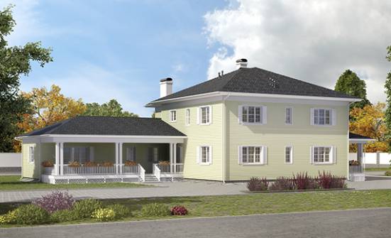 410-002-Л Проект двухэтажного дома, гараж, красивый загородный дом из пеноблока Сочи | Проекты домов от House Expert
