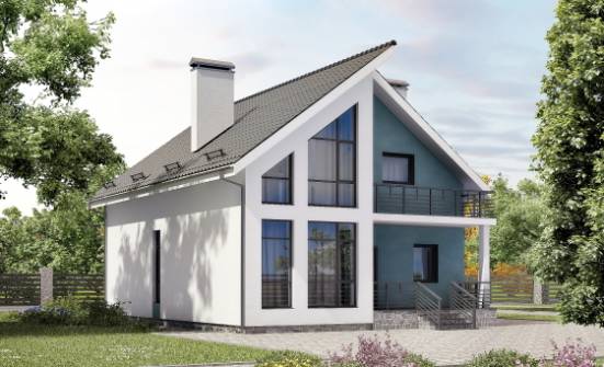 170-006-П Проект двухэтажного дома с мансардой, компактный загородный дом из газобетона Сочи | Проекты домов от House Expert