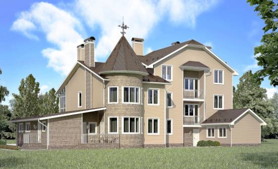 555-001-Л Проект трехэтажного дома мансардой, гараж, огромный дом из теплоблока Сочи | Проекты домов от House Expert
