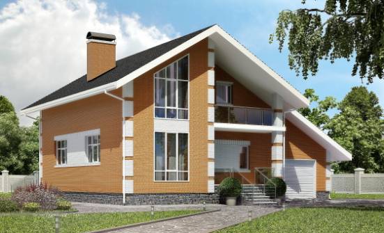190-006-П Проект двухэтажного дома мансардный этаж и гаражом, просторный домик из поризованных блоков Сочи | Проекты домов от House Expert