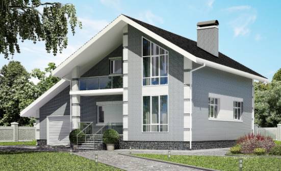 190-006-Л Проект двухэтажного дома с мансардой и гаражом, просторный дом из газосиликатных блоков Сочи | Проекты домов от House Expert