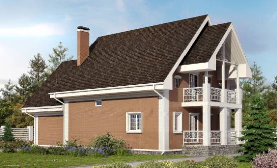 185-003-П Проект двухэтажного дома мансардой и гаражом, средний домик из газобетона Сочи | Проекты домов от House Expert