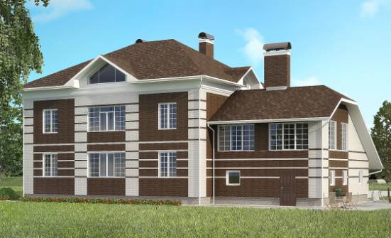 505-002-Л Проект трехэтажного дома и гаражом, классический коттедж из кирпича Сочи | Проекты домов от House Expert