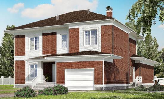 315-001-П Проект двухэтажного дома и гаражом, просторный дом из кирпича Сочи | Проекты домов от House Expert