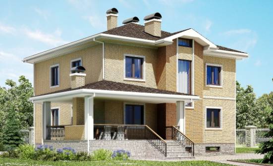 350-002-Л Проект трехэтажного дома, гараж, уютный домик из кирпича Сочи | Проекты домов от House Expert