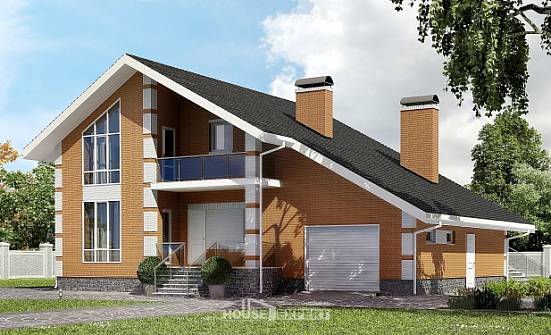 190-006-П Проект двухэтажного дома мансардный этаж и гаражом, просторный домик из поризованных блоков Сочи | Проекты домов от House Expert