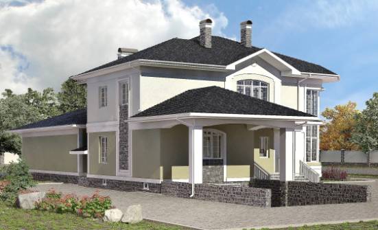 620-001-Л Проект трехэтажного дома и гаражом, большой коттедж из газосиликатных блоков Сочи | Проекты домов от House Expert