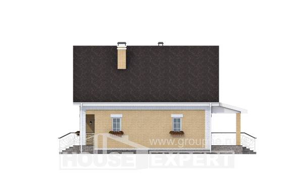 130-004-П Проект двухэтажного дома мансардный этаж, доступный загородный дом из блока, Сочи