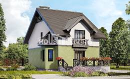 120-003-П Проект двухэтажного дома мансардой, простой домик из арболита Сочи, House Expert