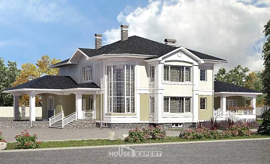 620-001-Л Проект трехэтажного дома и гаражом, большой загородный дом из блока Сочи | Проекты домов от House Expert