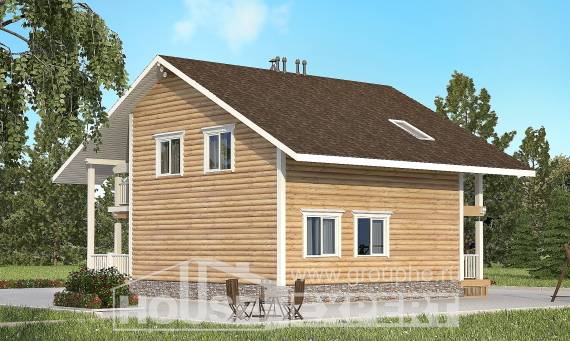 130-001-П Проект двухэтажного дома мансардой, бюджетный домик из дерева, Сочи