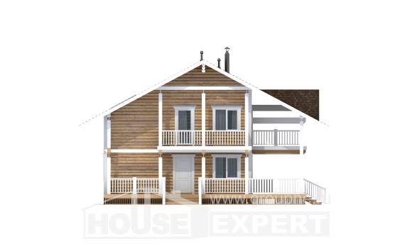 130-001-П Проект двухэтажного дома мансардный этаж, классический домик из бревен, Сочи