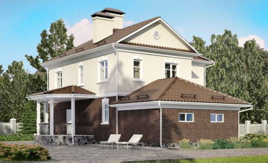 190-002-Л Проект двухэтажного дома, гараж, классический коттедж из газосиликатных блоков, Сочи