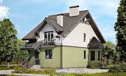 120-003-П Проект двухэтажного дома мансардой, классический домик из поризованных блоков Сочи, House Expert