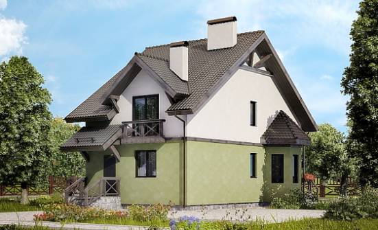 120-003-П Проект двухэтажного дома с мансардой, уютный коттедж из пеноблока, Сочи