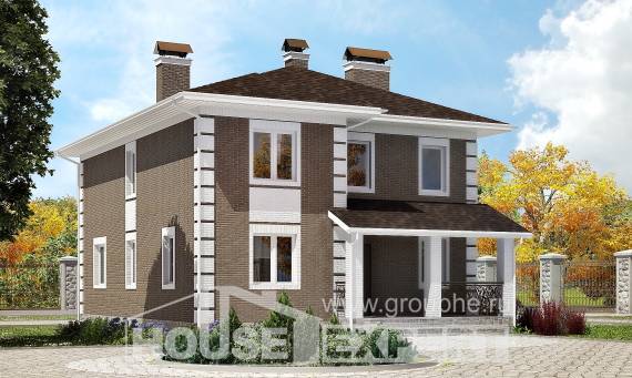 185-002-П Проект двухэтажного дома, скромный загородный дом из теплоблока Сочи, House Expert