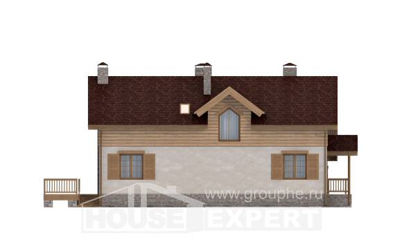 165-002-П Проект двухэтажного дома с мансардой и гаражом, компактный загородный дом из теплоблока Сочи, House Expert