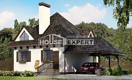 110-002-Л Проект двухэтажного дома мансардой и гаражом, бюджетный дом из газосиликатных блоков Сочи, House Expert