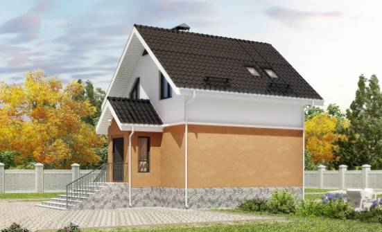 100-005-Л Проект трехэтажного дома с мансардой, компактный загородный дом из бризолита, Сочи