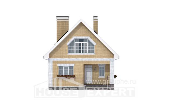 130-004-П Проект двухэтажного дома мансардой, компактный домик из бризолита Сочи, House Expert