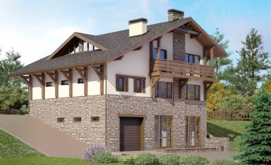 305-002-Л Проект трехэтажного дома с мансардой, красивый коттедж из кирпича, Сочи