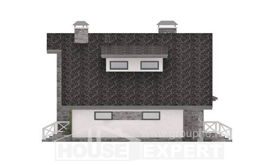 180-017-Л Проект двухэтажного дома мансардой и гаражом, уютный домик из блока, Сочи