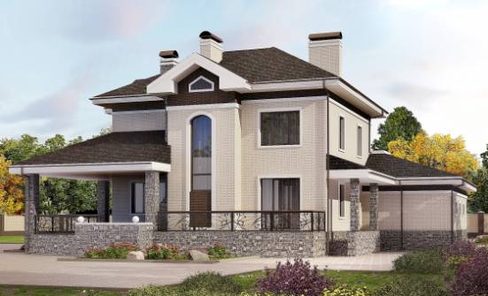 365-001-Л Проект трехэтажного дома и гаражом, красивый коттедж из кирпича Сочи | Проекты домов от House Expert