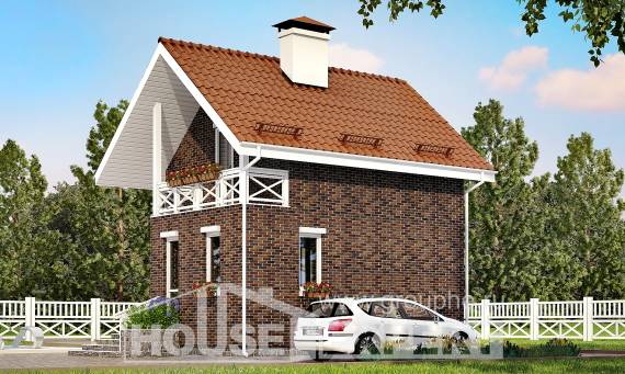 045-001-Л Проект двухэтажного дома с мансардным этажом, миниатюрный коттедж из поризованных блоков Сочи, House Expert