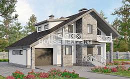 180-017-Л Проект двухэтажного дома мансардный этаж и гаражом, уютный дом из поризованных блоков, Сочи