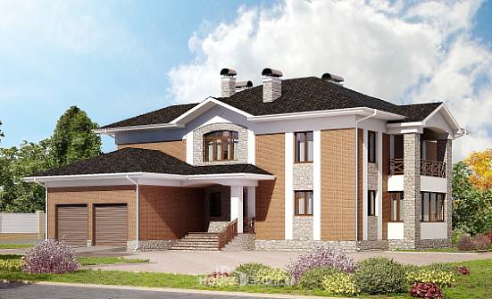 520-002-Л Проект трехэтажного дома и гаражом, огромный дом из арболита Сочи | Проекты домов от House Expert