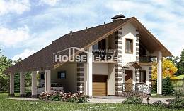 150-003-Л Проект двухэтажного дома с мансардным этажом и гаражом, компактный домик из дерева, Сочи