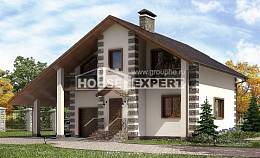 150-003-Л Проект двухэтажного дома мансардой, гараж, бюджетный коттедж из дерева, Сочи