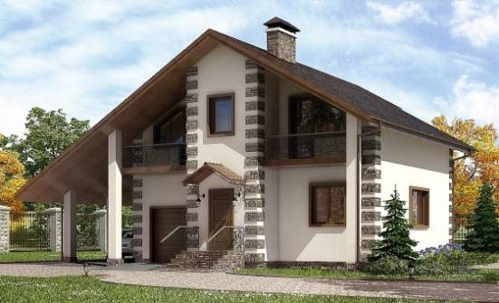 150-003-Л Проект двухэтажного дома с мансардным этажом, гараж, экономичный домик из бревен, Сочи