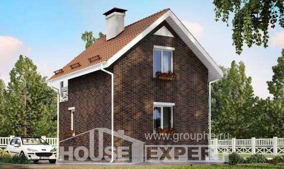 045-001-Л Проект двухэтажного дома мансардный этаж, недорогой домик из пеноблока Сочи, House Expert