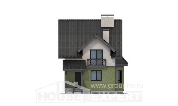 120-003-П Проект двухэтажного дома с мансардой, скромный домик из твинблока, Сочи