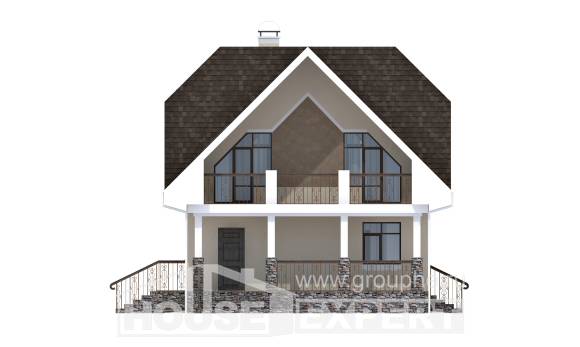 125-001-Л Проект двухэтажного дома с мансардой, компактный домик из поризованных блоков Сочи, House Expert