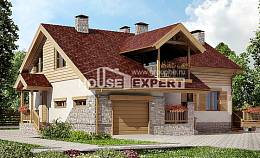 165-002-П Проект двухэтажного дома мансардный этаж и гаражом, классический домик из пеноблока Сочи, House Expert