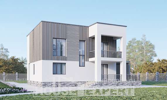 150-017-П Проект двухэтажного дома, бюджетный загородный дом из твинблока Сочи, House Expert