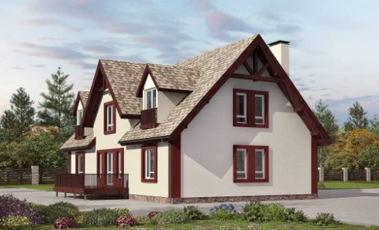 300-008-Л Проект двухэтажного дома с мансардой, гараж, уютный дом из пеноблока Сочи | Проекты домов от House Expert