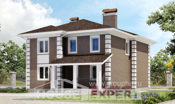 185-002-П Проект двухэтажного дома, компактный домик из арболита Сочи, House Expert