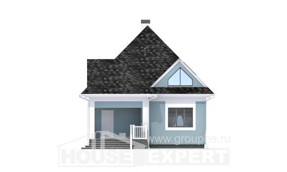 110-001-Л Проект двухэтажного дома мансардный этаж, бюджетный домик из теплоблока Сочи, House Expert