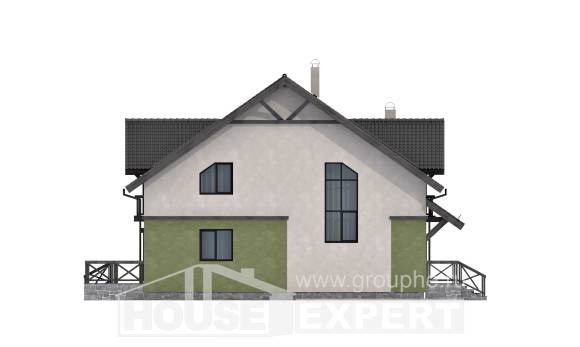 120-003-П Проект двухэтажного дома с мансардой, компактный домик из газосиликатных блоков Сочи, House Expert