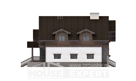 440-001-П Проект трехэтажного дома с мансардой, гараж, красивый домик из кирпича, Сочи