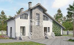 180-017-Л Проект двухэтажного дома с мансардным этажом и гаражом, просторный домик из теплоблока, Сочи