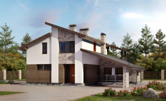 200-010-П Проект двухэтажного дома с мансардой и гаражом, средний дом из пеноблока Сочи | Проекты домов от House Expert
